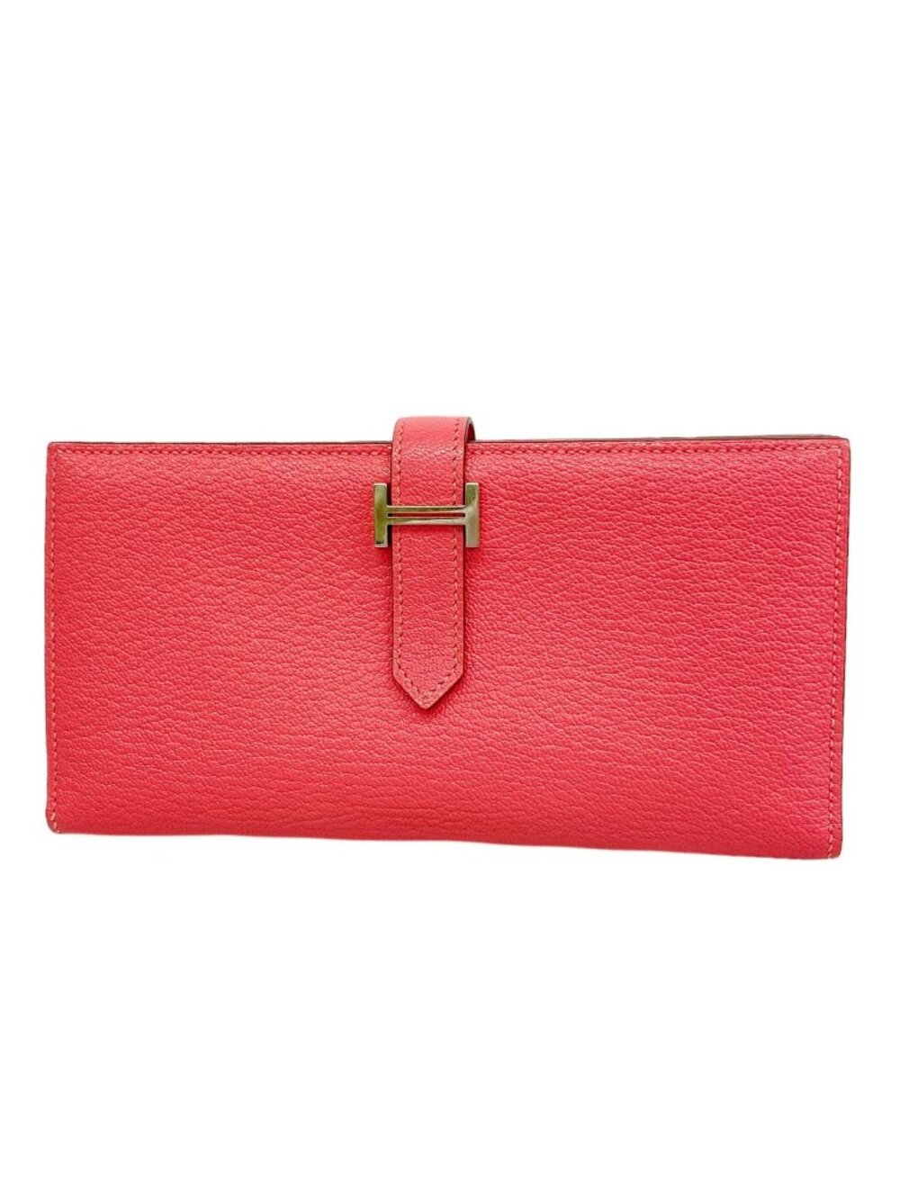 Hermes Wallet Bearn Soufflet Chevre Mysore Rose Azalea Silver